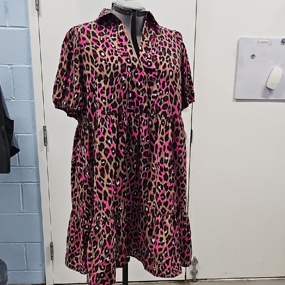 Leopard Print Dress - Pink and Brown